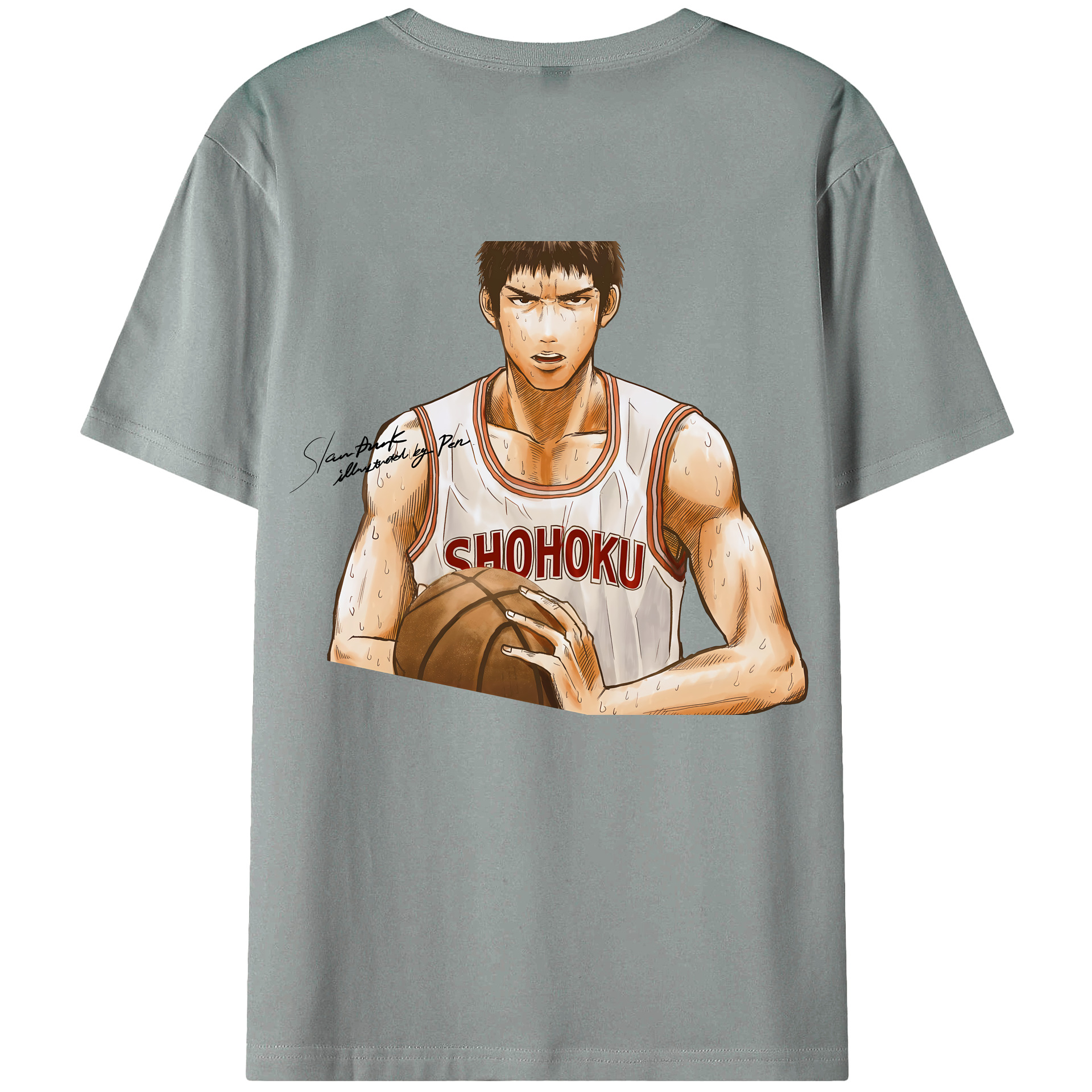 （画像用） SLAM DUNK／スラムダンク 綿100％ メンズ半袖Tシャツ（バックプリント） 通気性